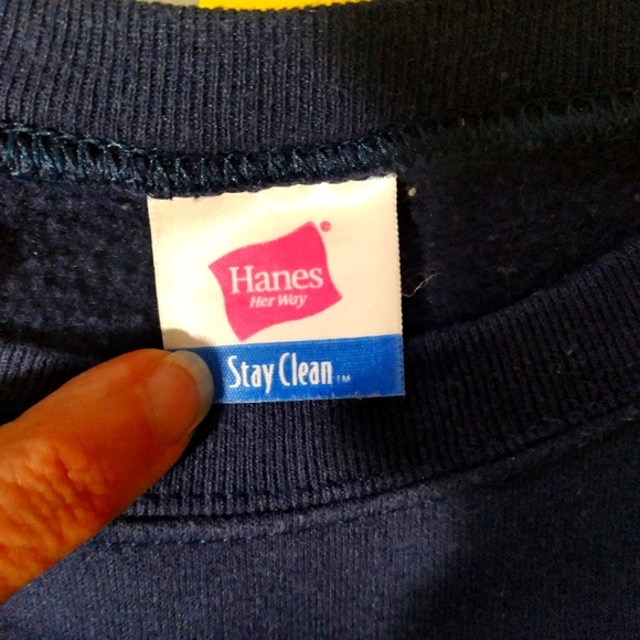 Sweatshirt Embroidered Denim N Flowers Oversized Vintage Hanes Small-mediun - Picture 4 of 4